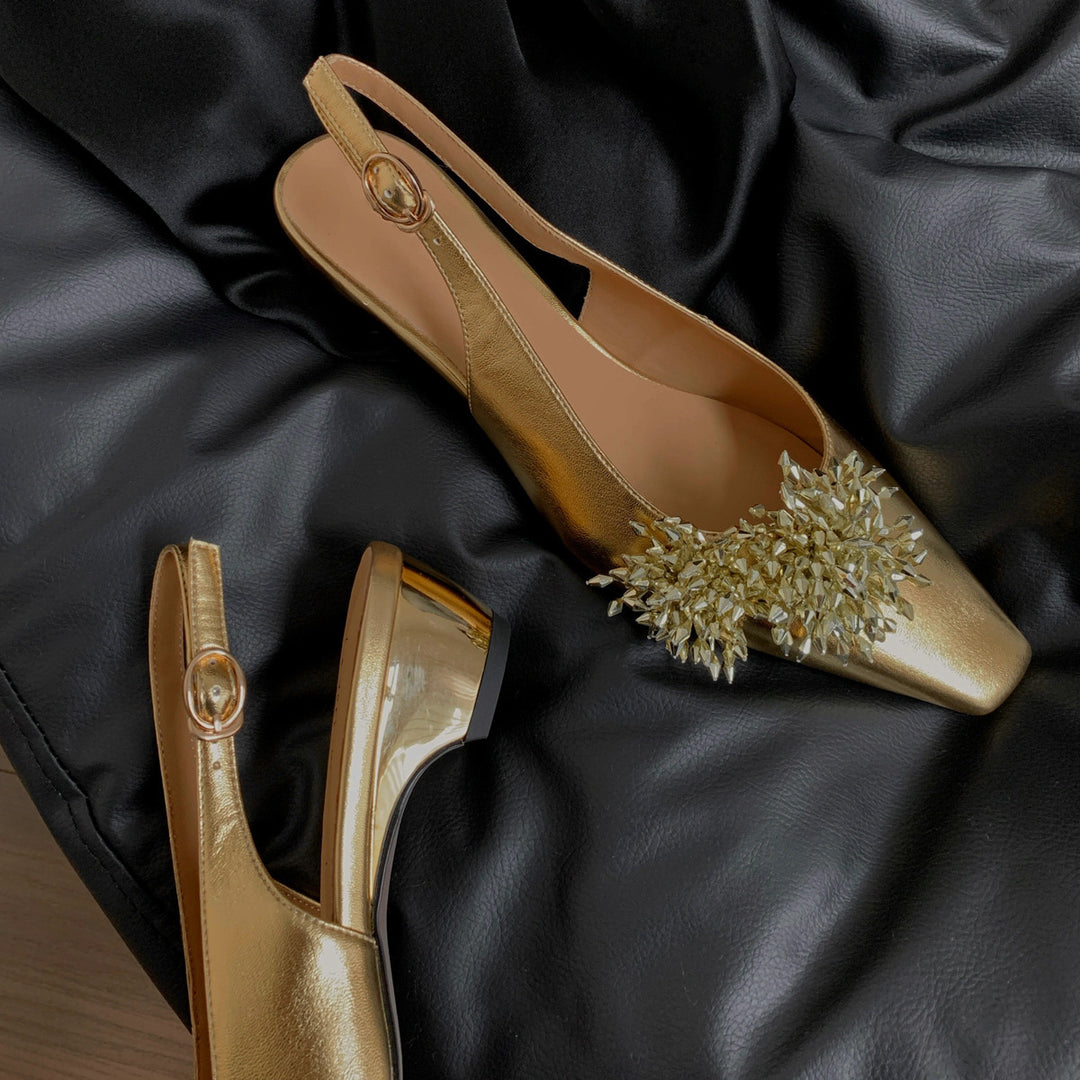 Dame Slingback hæl mules med dekorative krystaldekorationer Stilla