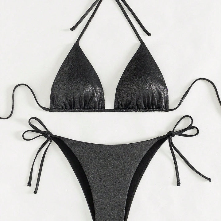 Dame Triangel-Bikini med skinnende effekt og justerbare stropper Stilla