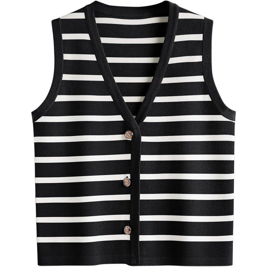 Dame strik cardigan med V-hals og knapper Stilla