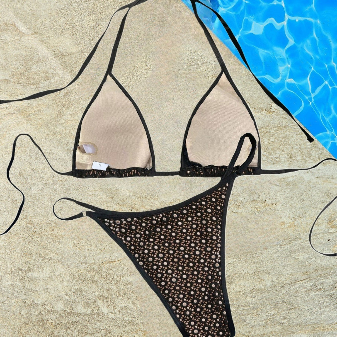 Dame Triangle Bikini Sæt med detaljerede blomsterudsnit Stilla