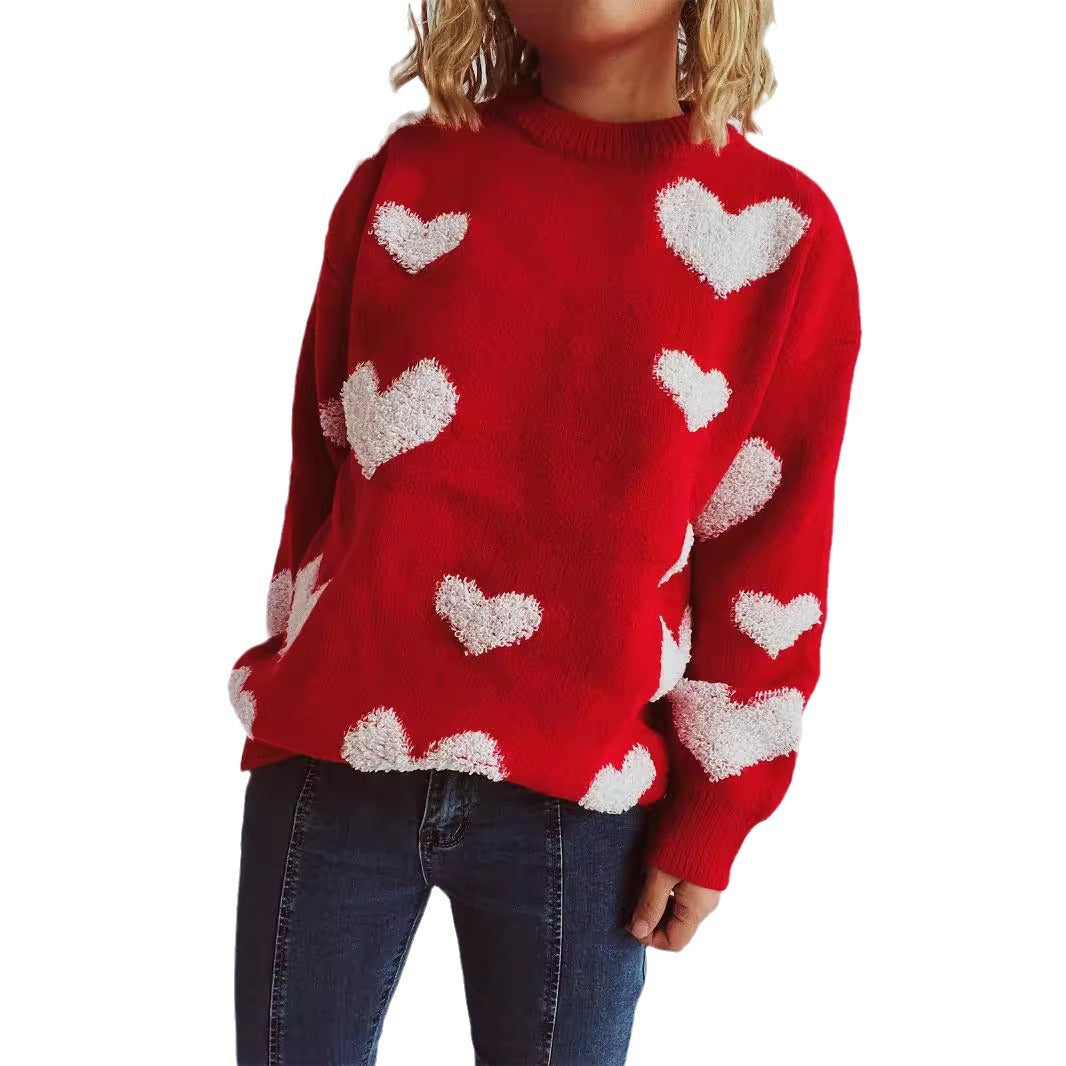 Kvinders strikkede sweater med hjerteformede applikationer Stilla