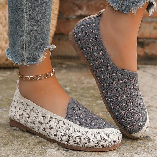 Dame Åndbare Slip-On Sko med mode Strikdesign Stilla
