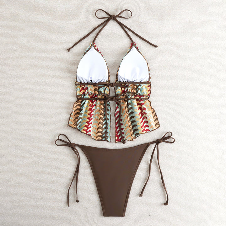 Dame Bandeau-bikini med luksuriøst volangdesign Skovae