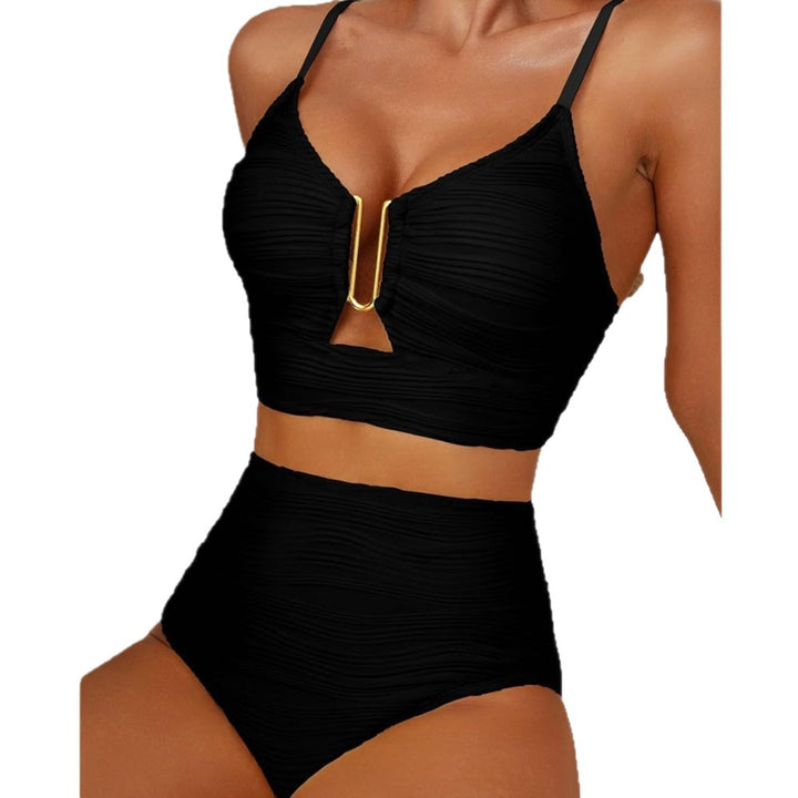 Femme Høj Talje Ruffle Bikini Sæt med Nøgle Detalje Stilla