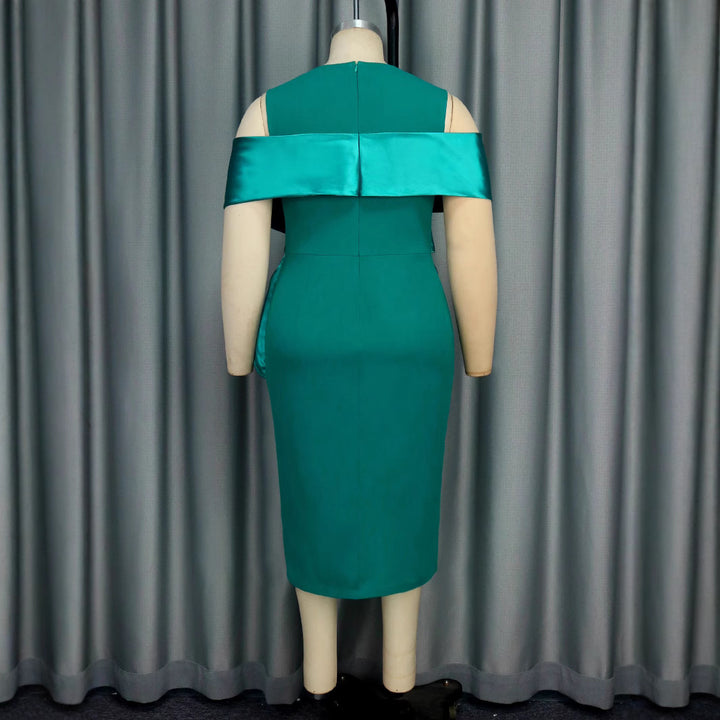 Dame Elegant omslagskjole med asymmetrisk kant og dekorative folder Skovae