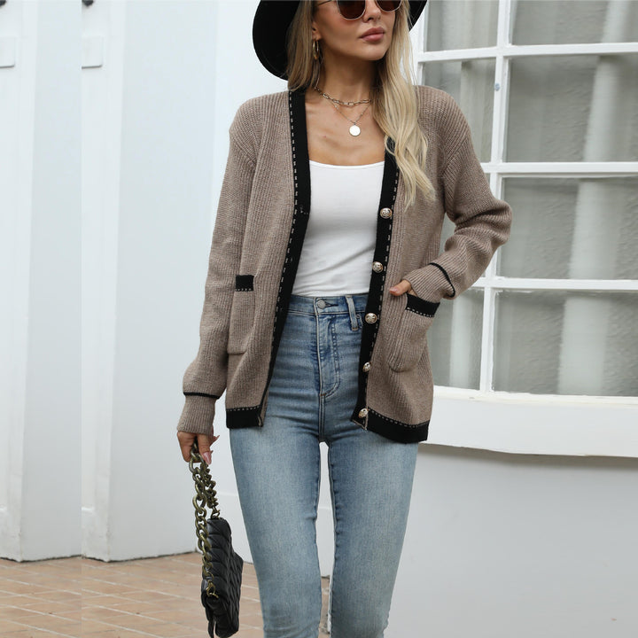 Femme Button-Up Strikcardigan med strukturerede detaljer Stilla