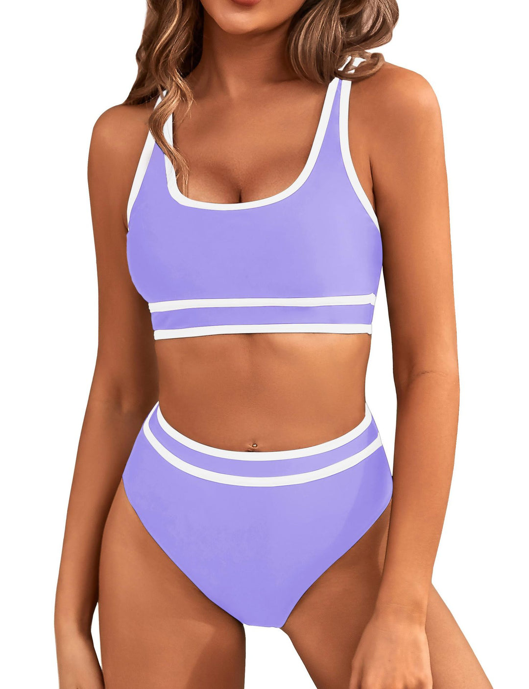 Dame Sporty Bikini-sæt med kontrastdetaljer og høj talje Stilla