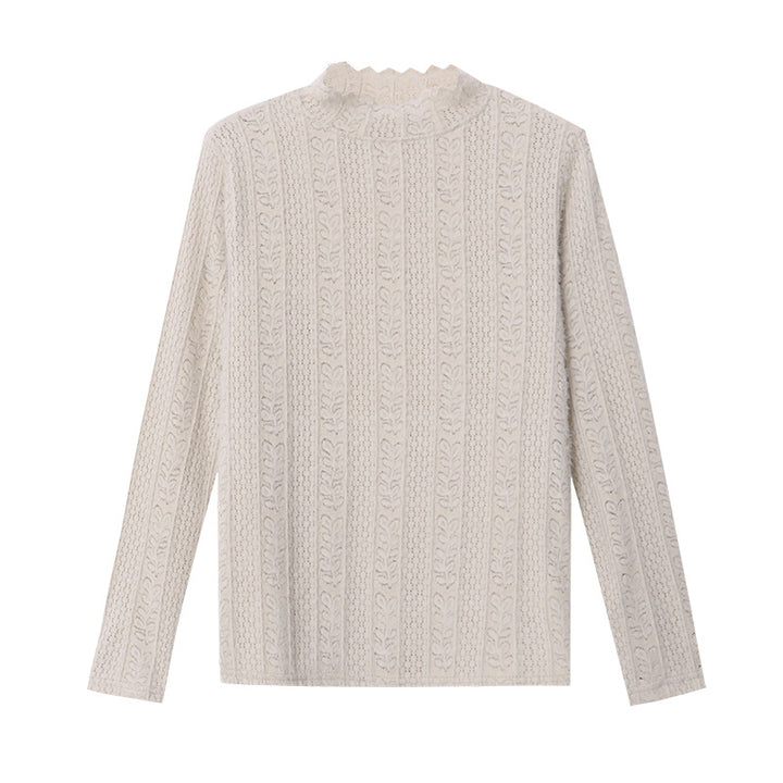 Damer elegant strik top med flæse kant Stilla