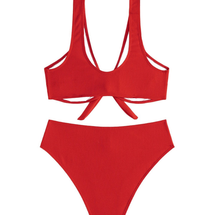 Dame Sporty Bikini-sæt med bindebånd top og højt skårne trusser Stilla