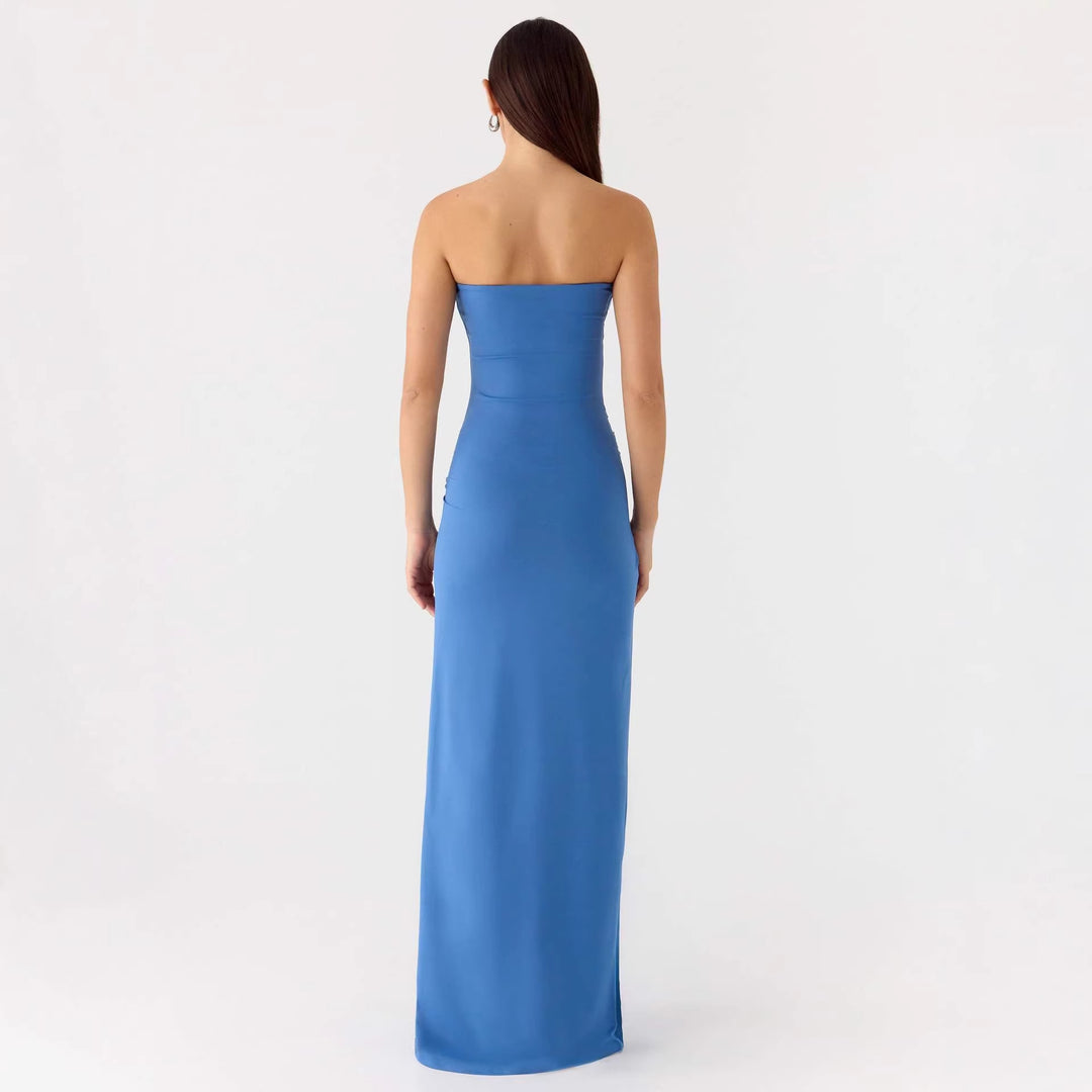 Damer Strapless Maxikjole med elegant indpakningsdetalje Skovae