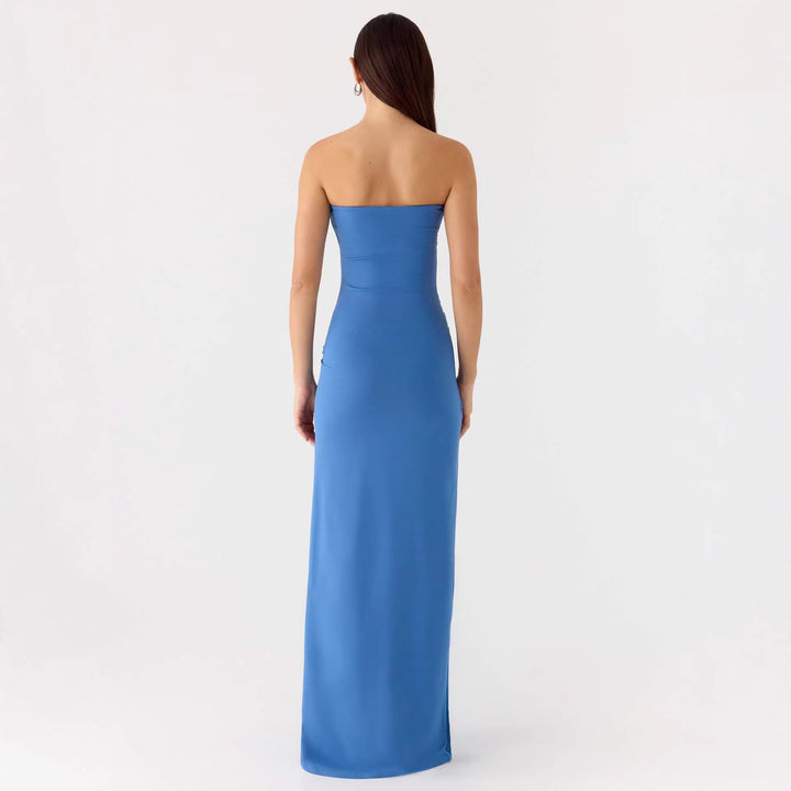 Damer Strapless Maxikjole med elegant indpakningsdetalje Skovae