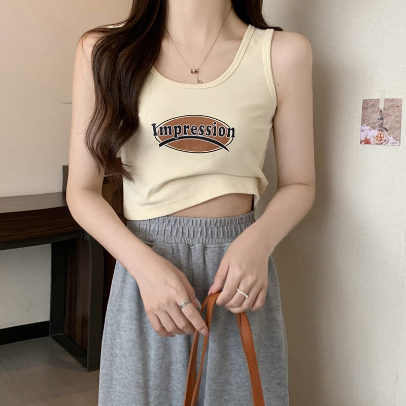 Dame Casual Cropped Graphic Tank Top Stilla