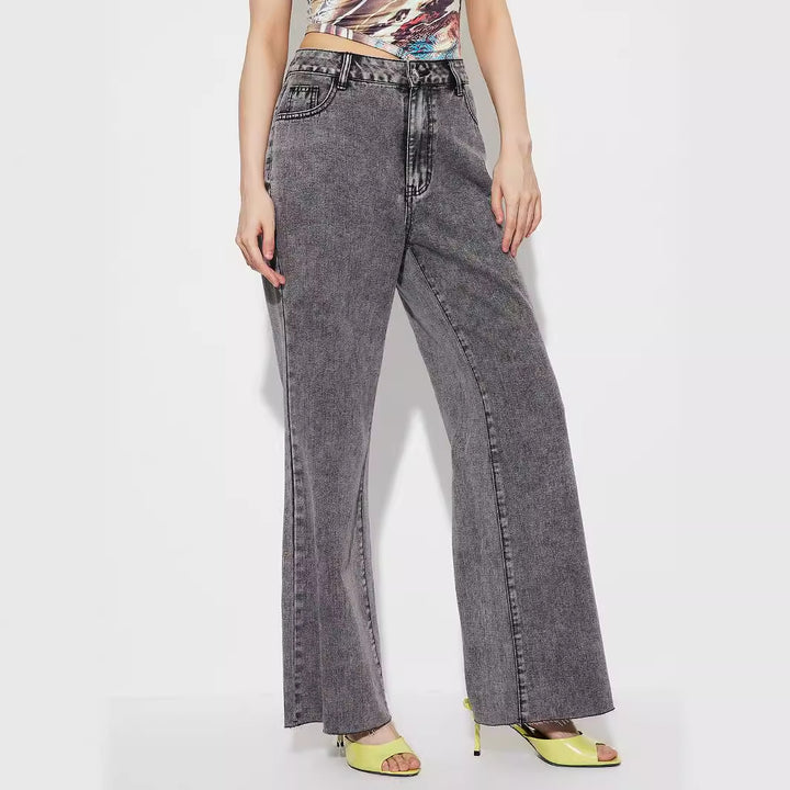 Kvinders Bredde Jeans med Høj Talje og Detaljerede Sømme Stilla