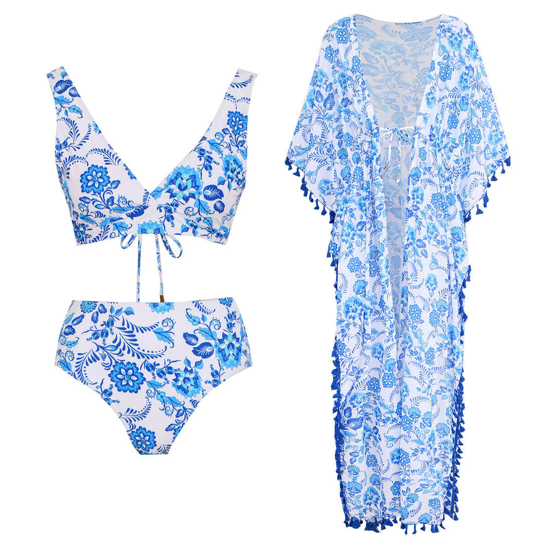 Dame bikini-sæt med blomsterdesign og bindebånd Stilla