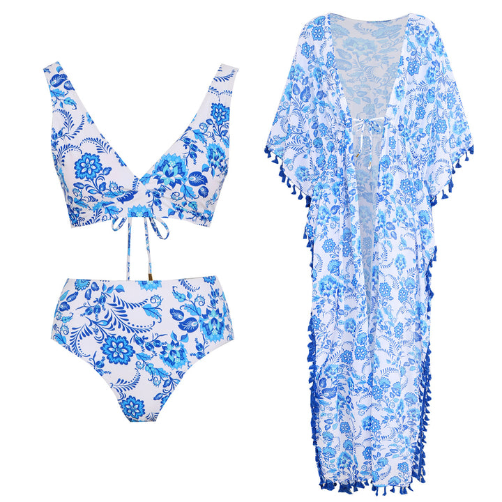 Dame bikini-sæt med blomsterdesign og bindebånd Stilla