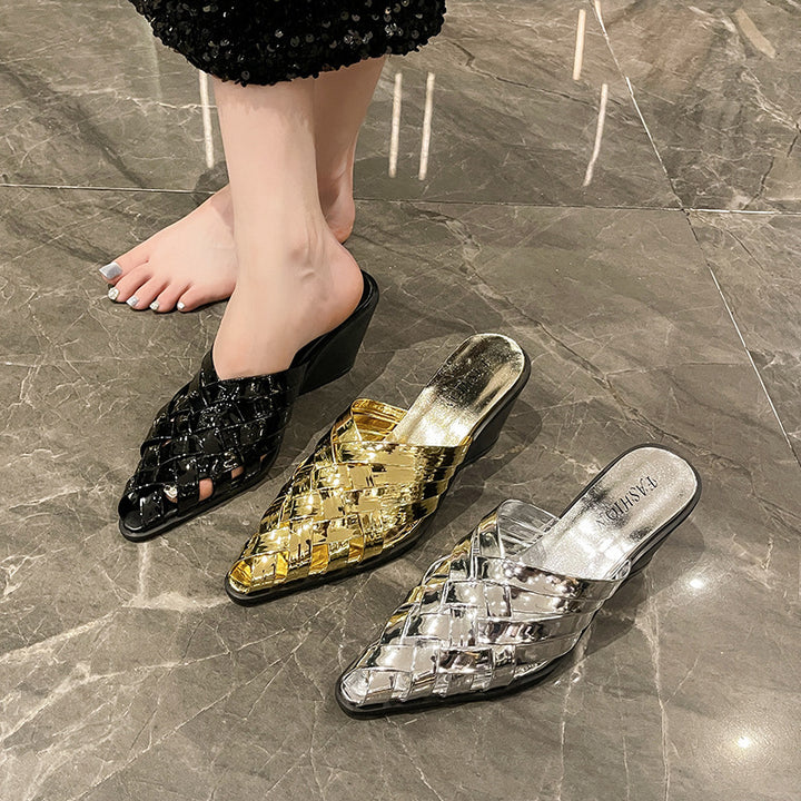 Dame Woven Slide Mules med kilehælv Stilla