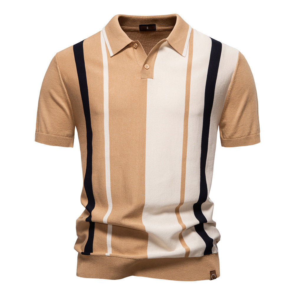 Herrer Poloshirt med moderne stribemønster i åndbart bomuld Stilla