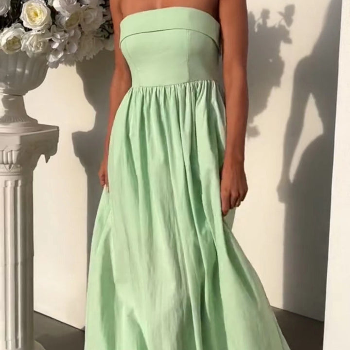 Kvinders elegante bustier maxikjole med flammende skørt