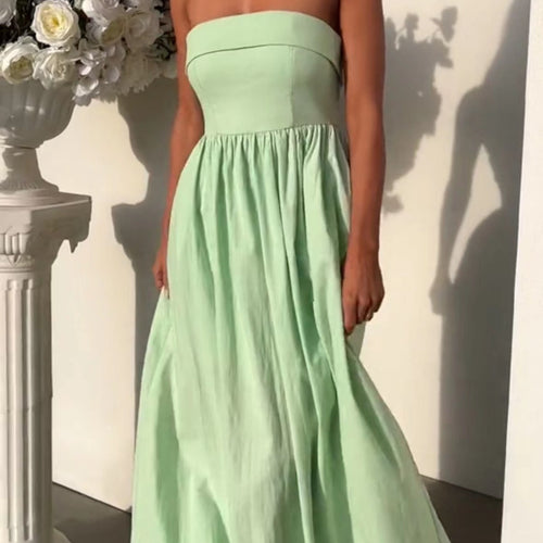 Kvinders elegante bustier maxikjole med flammende skørt