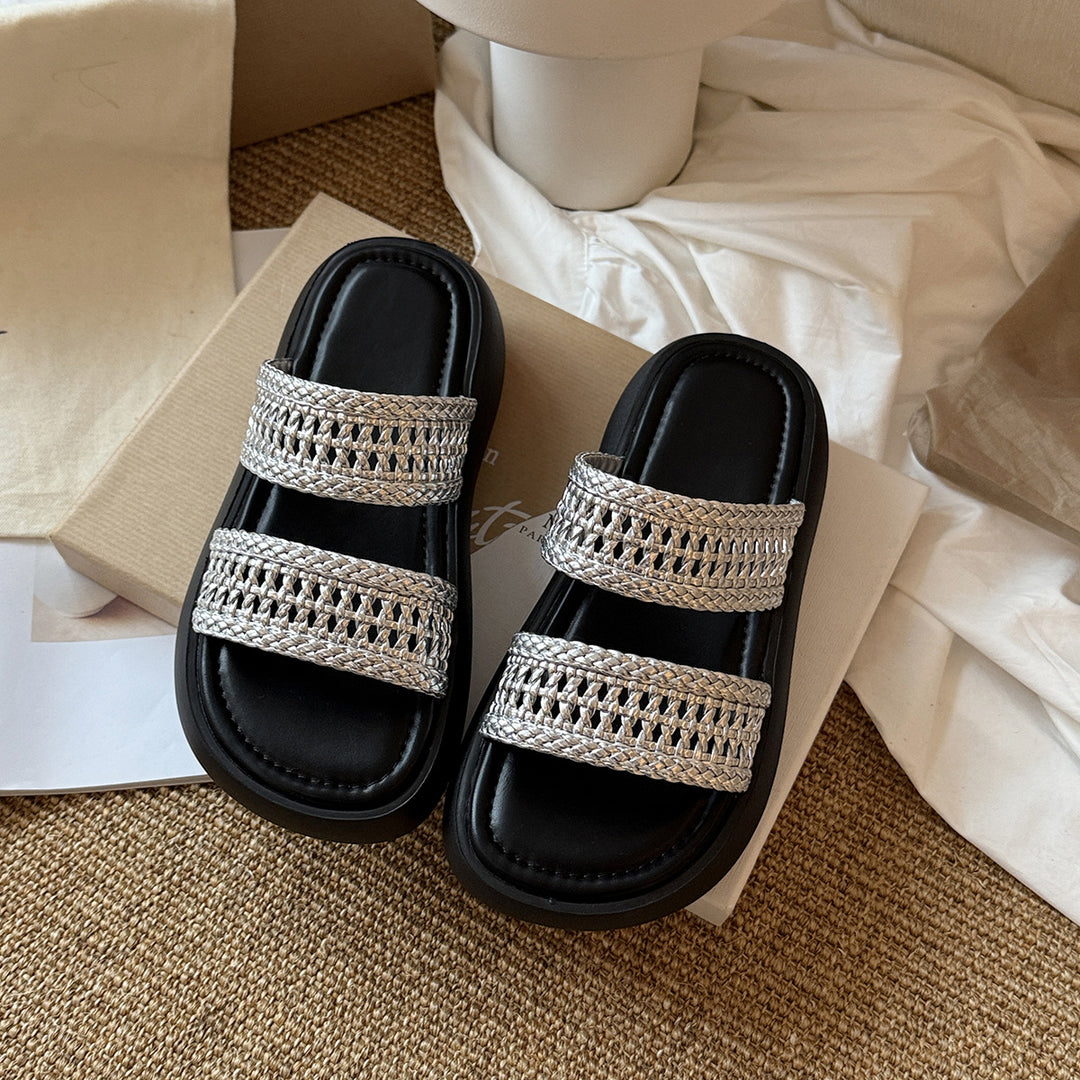 Dame Woven Strap Slide Sandaler Stilla