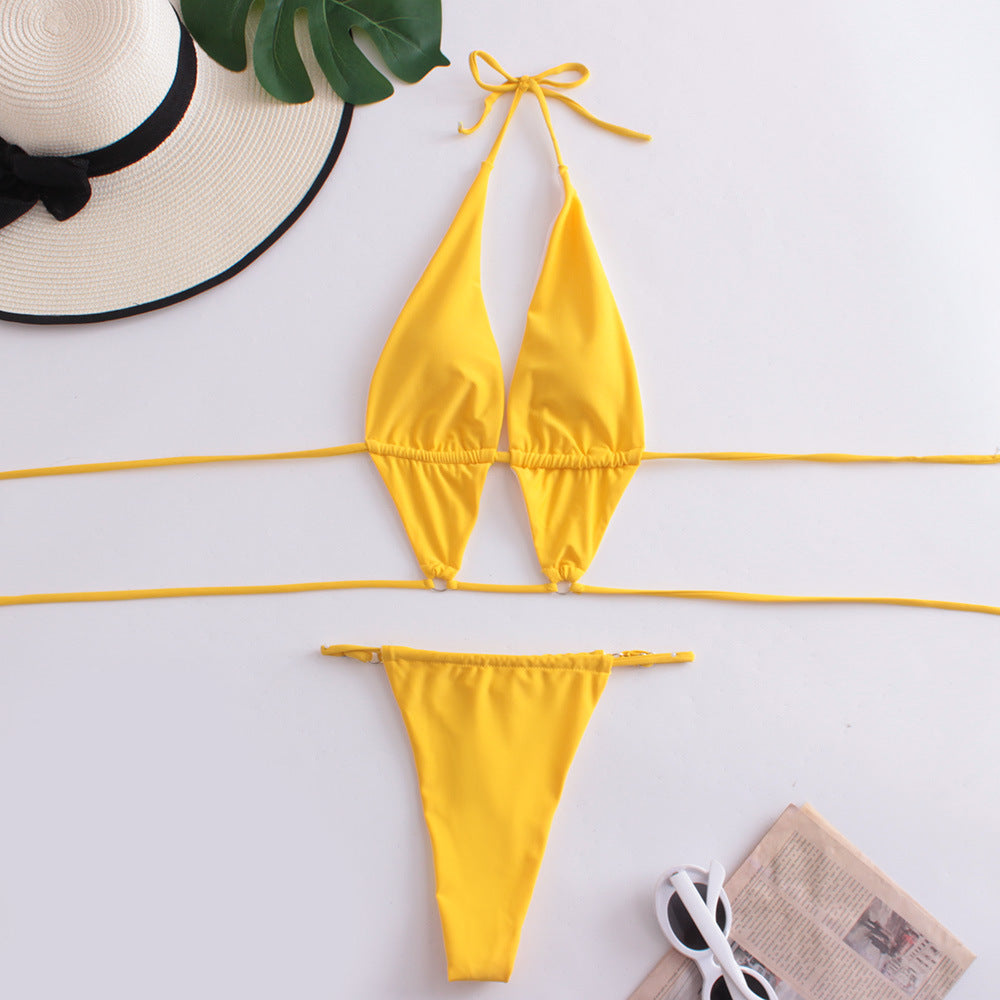 Dame triangel-bikini med elegant bølgedesign og justerbare stropper Stilla
