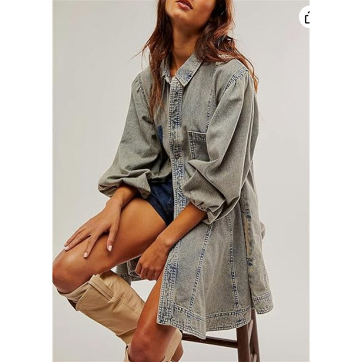 Dame Button-Up Denim Kjole Stilla