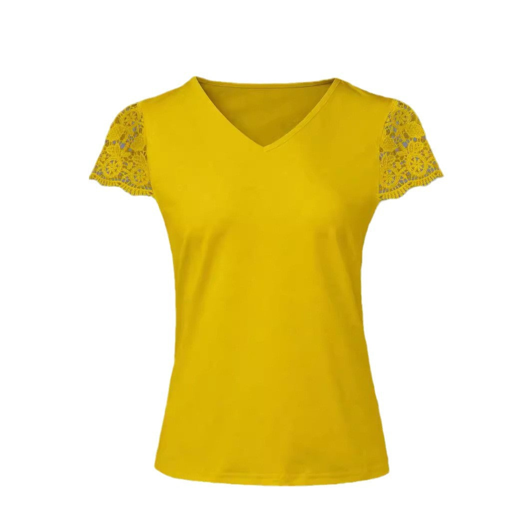Dame V-hals T-shirt med spidse ærmer Stilla