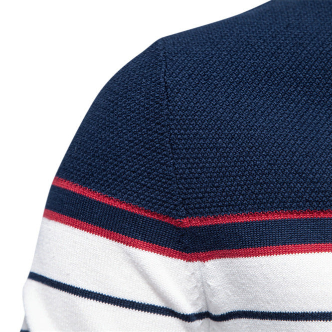 Herrer stribet rundhalset pullover med struktureret stof Stilla