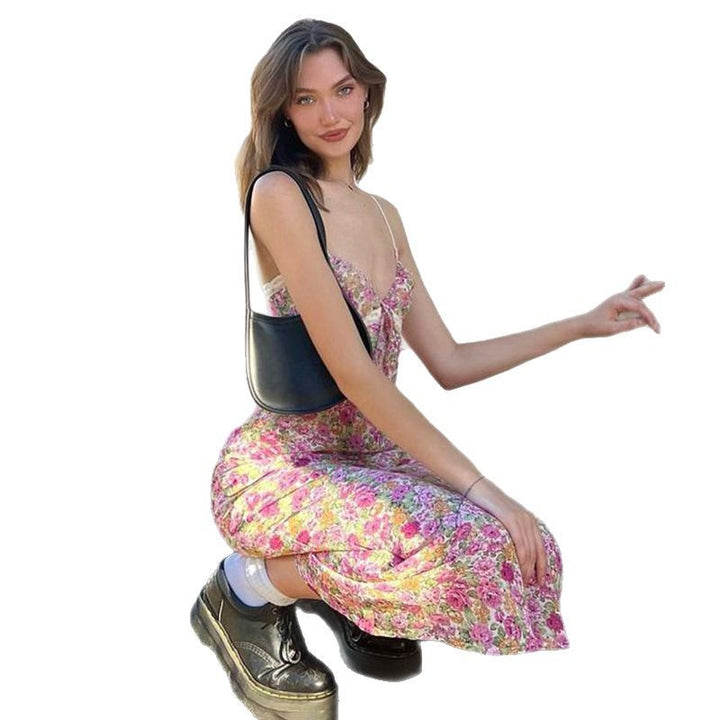 Dame Blomster Mønster Slip-Kjole Stilla
