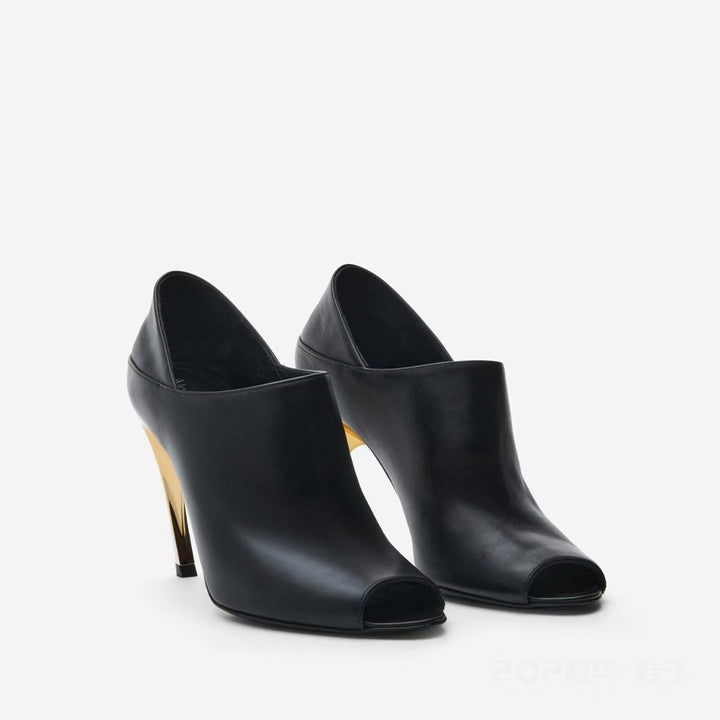 Femme Open-Toe High-Heeled Mules med skulpturel metalaccent Stilla