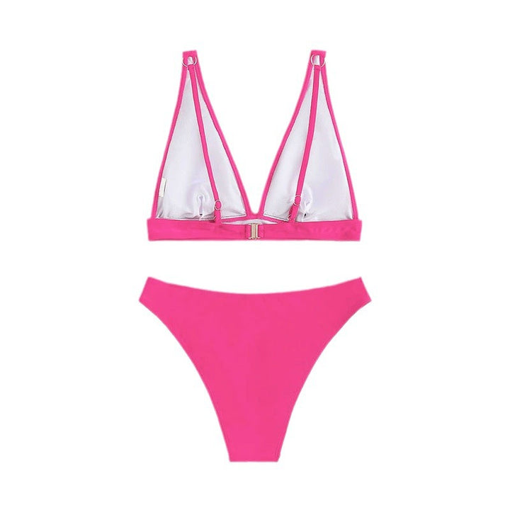 Dame højt skåret bikini med V-udskæring og brede stropper Skovae