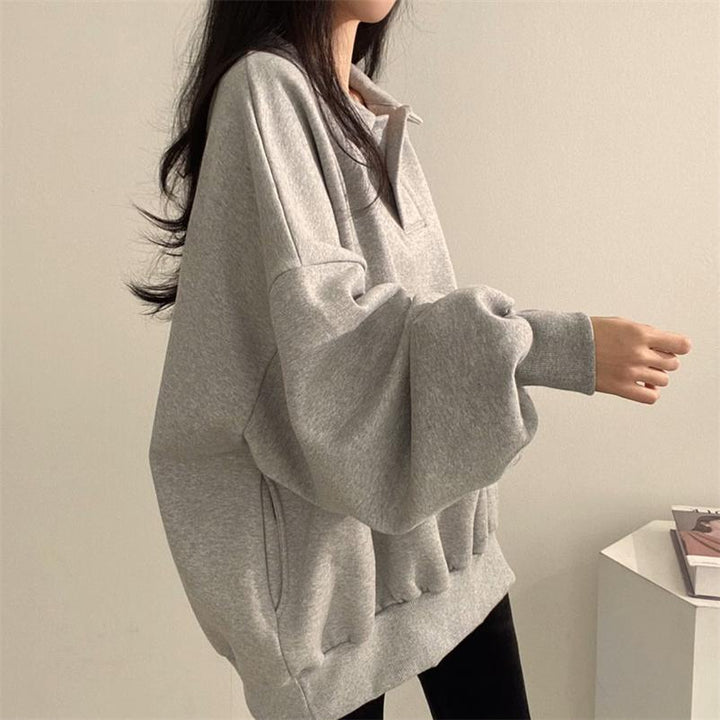 Femme Oversized Polo Sweatshirt med Puffærmer Stilla