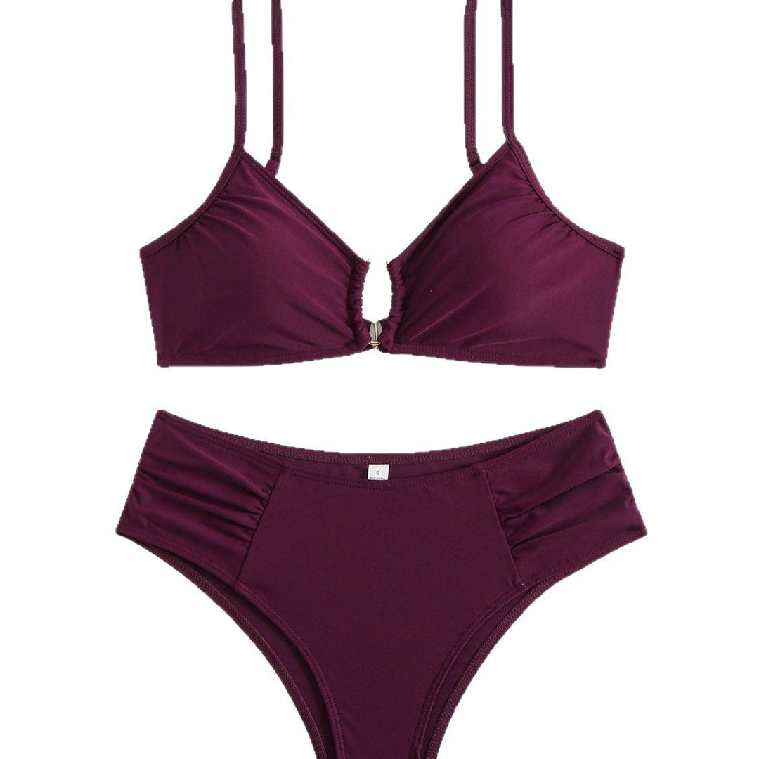 Dame Triangel-Bikini med aftagelig pude og rynkede detaljer Stilla