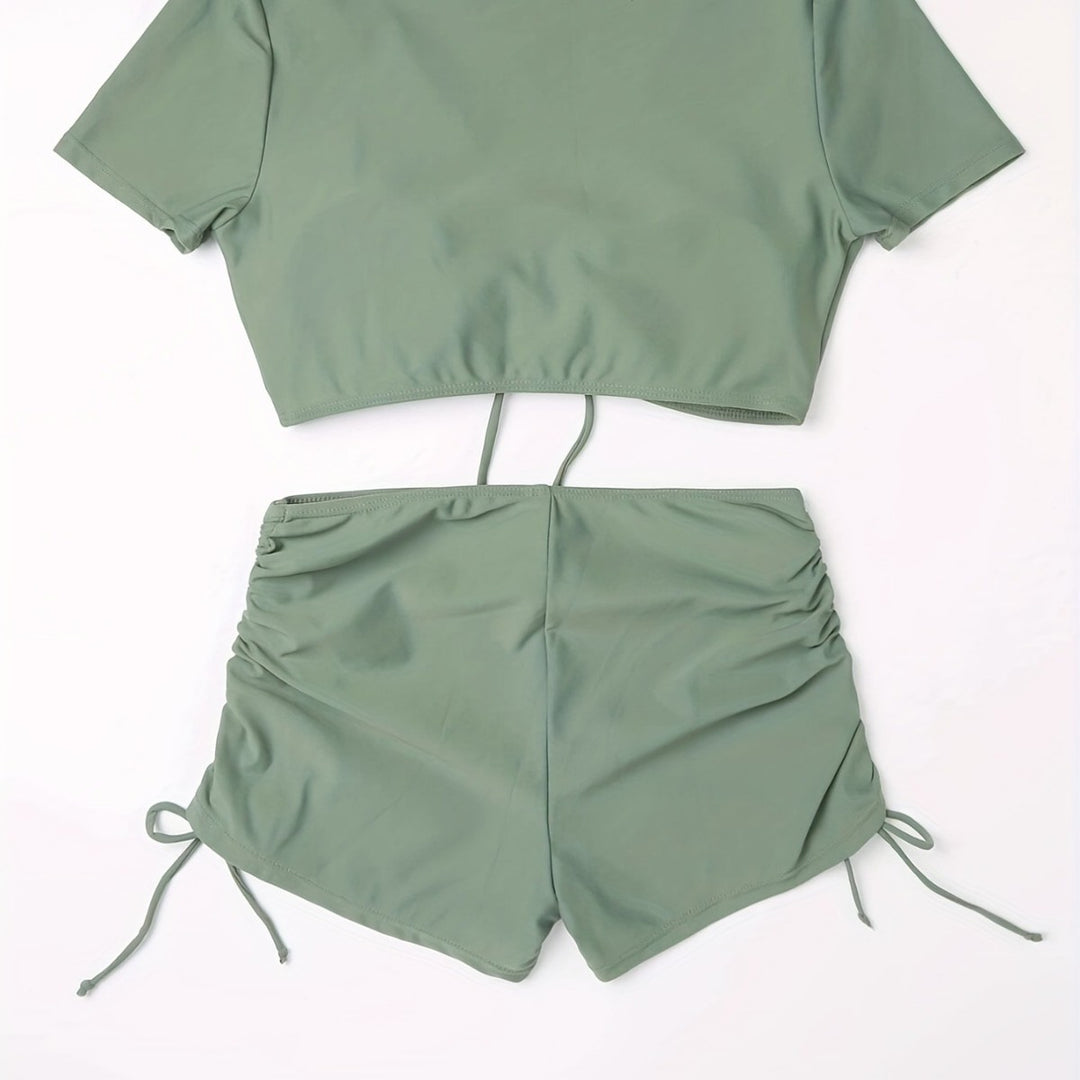 Dame Sporty Crop-Top og Shorts Sæt Stilla