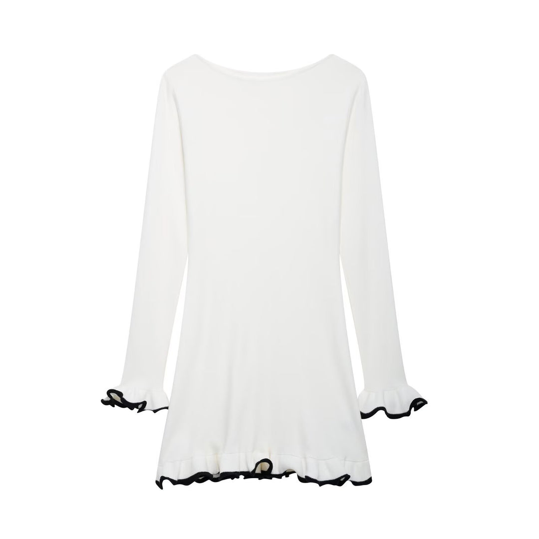 Dame Flared Sleeve Mini Kjole med Rüschen Søm Stilla