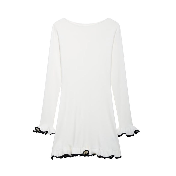 Dame Flared Sleeve Mini Kjole med Rüschen Søm Stilla