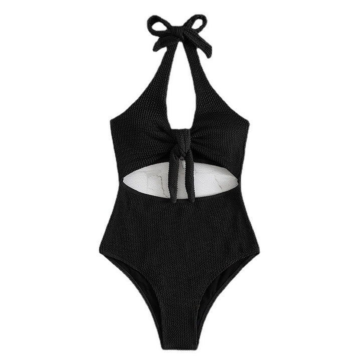 Dame one-piece badedragt med moderne indpakningsdetalje og figursyet snit Skovae