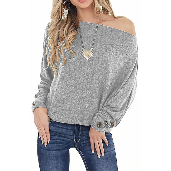 Dame Off-Shoulder Pullover med Rynker Stilla