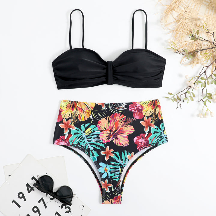 Dame bikinisæt med høj talje og blomstret design Stilla