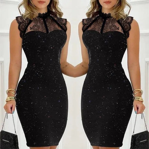 Femme Elegante Bodycon Kjole med Spids-Udskæring Stilla