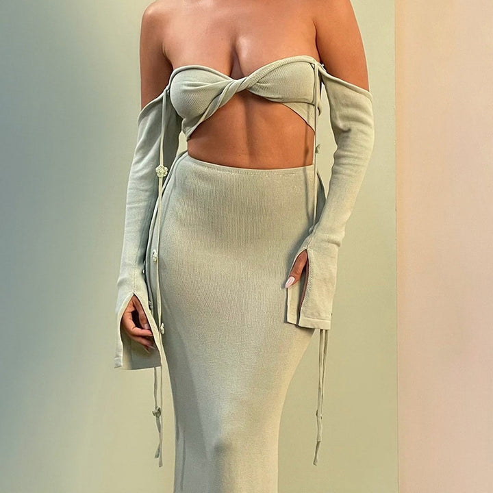 Damer Cropped Langærmet Bodycon Sæt Stilla