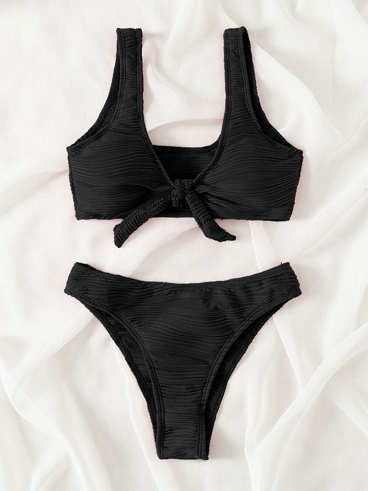 Dame bikini sæt med knytelukning og højskåret trusse Skovae