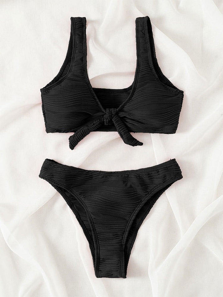 Dame bikini sæt med knytelukning og højskåret trusse Skovae