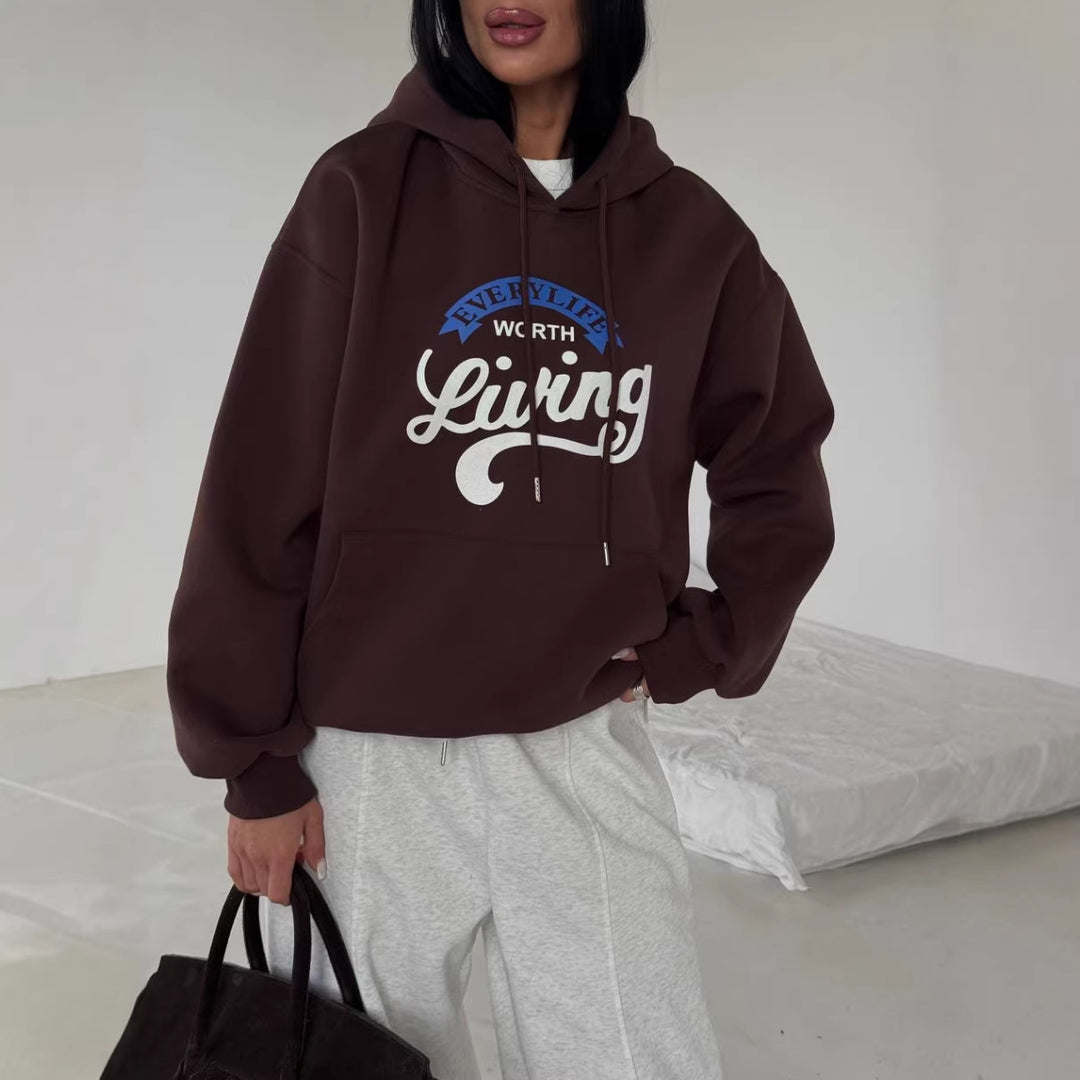 Kvinders afslappede hoodie med originalt print og oversized pasform Stilla