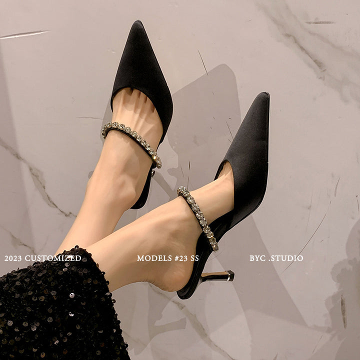 Femme Elegante Slingback High-Heels Pumps med strassdetaljer Stilla