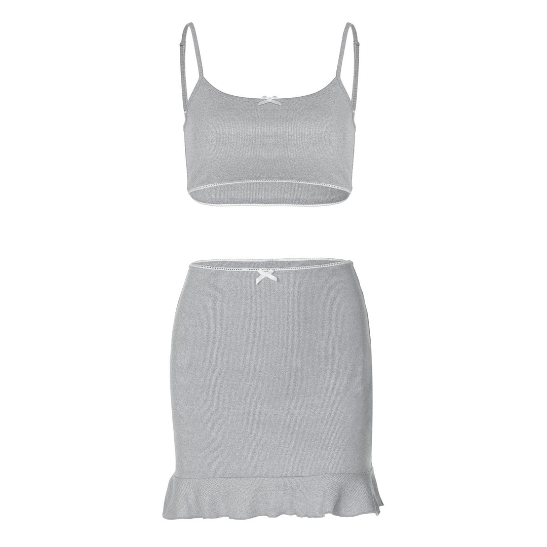 Dame sæt bestående af crop-top og mini nederdel med ruffle detaljer Stilla