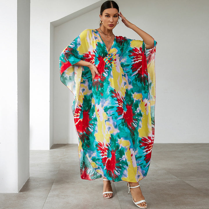 Dame Kaftan med fascinerende farvespil og kunstneriske detaljer Stilla