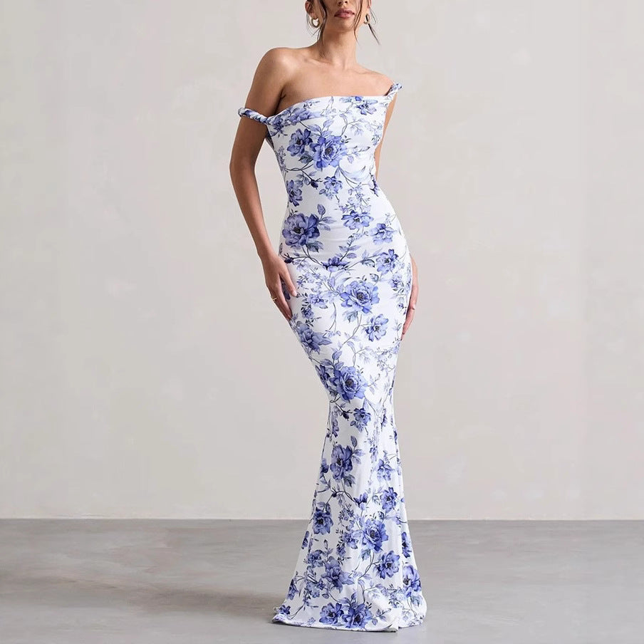 Dame Off-Shoulder Bodycon Maxi Kjole Stilla