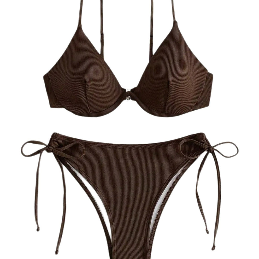 Dame triangel-bikini med justerbare stropper og sidesnøring Skovae