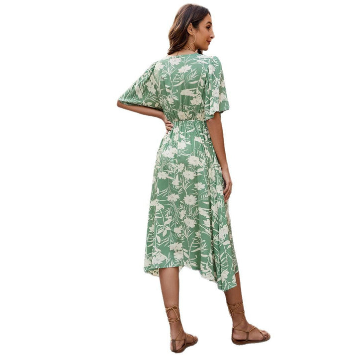 Dame Sommer Blomster Wrap Kjole Stilla